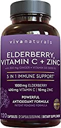 Viva Naturals Elderberry, Vitamin C, Zinc, Vitamin D 5000 IU & Ginger