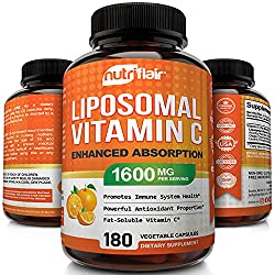 NutriFlair Liposomal Vitamin C 1600mg, 180 Capsules -Vegan Pills
