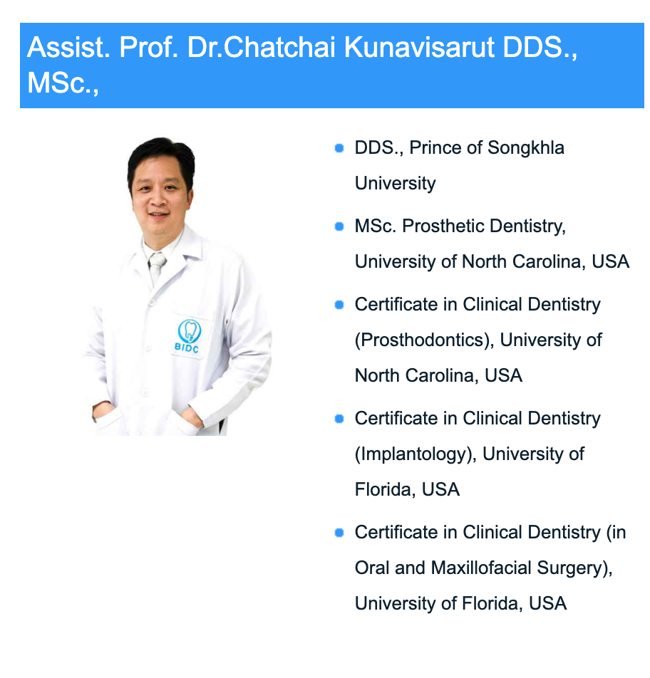 Assist. Prof. Dr.Chatchai Kunavisarut DDS., MSc.,