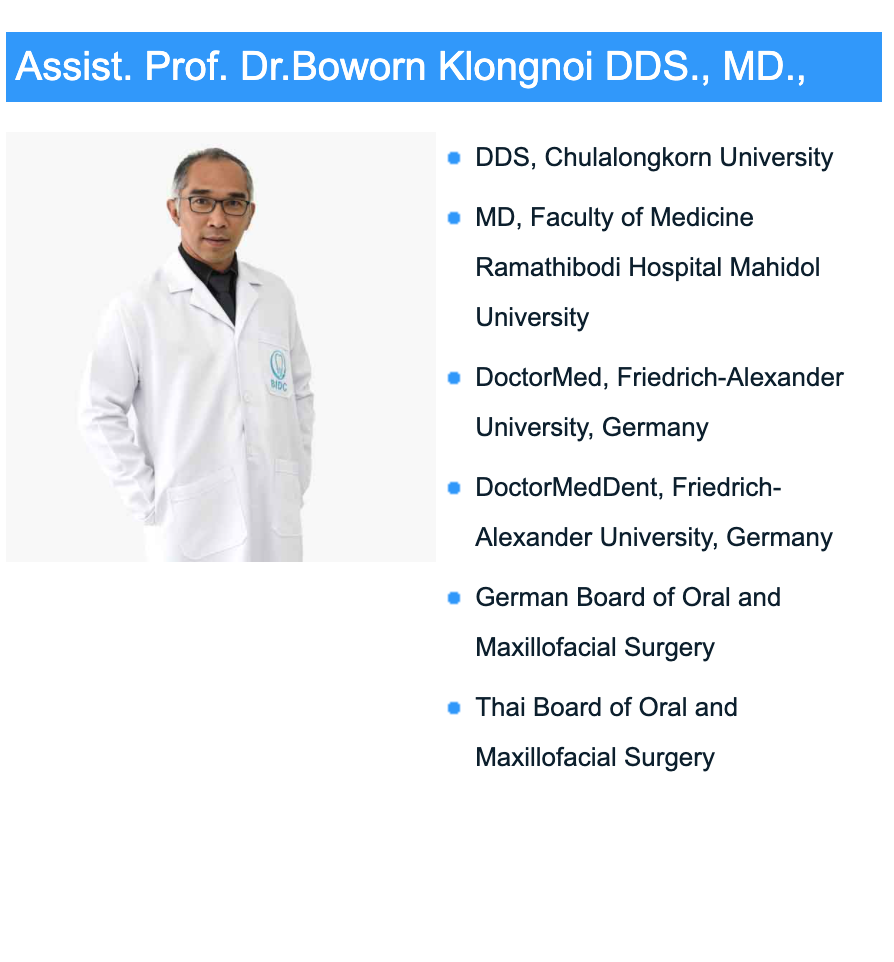 Assist. Prof. Dr.Boworn Klongnoi DDS., MD.,