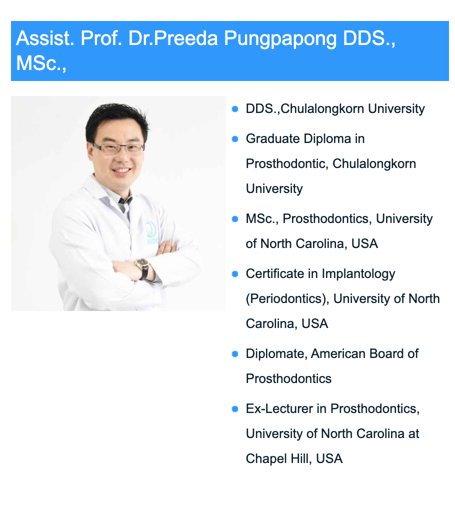 Assist. Prof. Dr.Preeda Pungpapong DDS., MSc.,